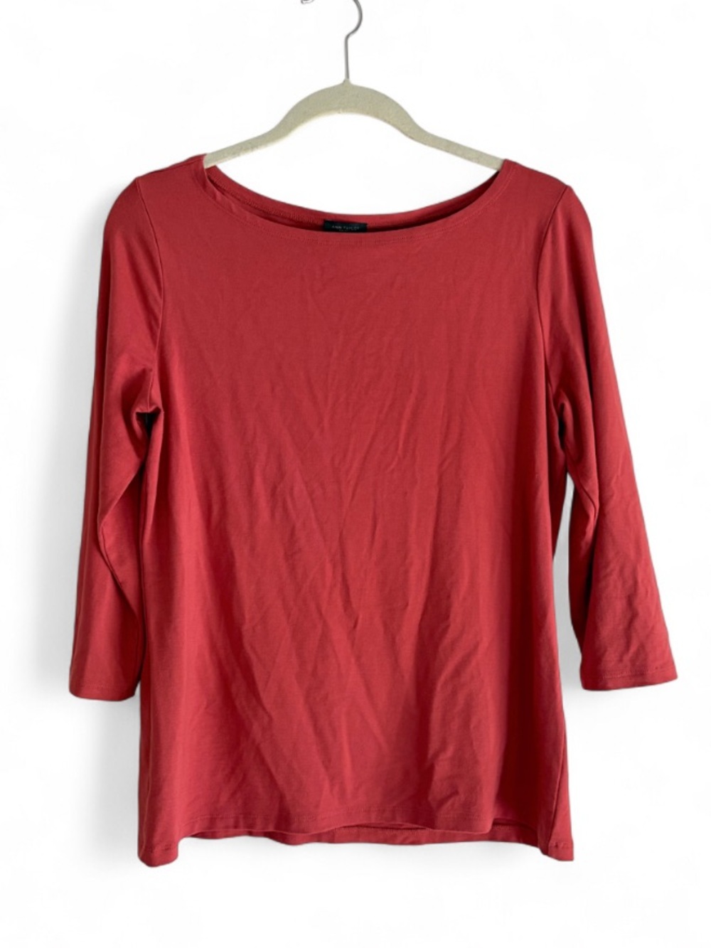 Ann Taylor Terracotta Orange Bateau Neck 3/4 Sleeve Knit Shirt Size M